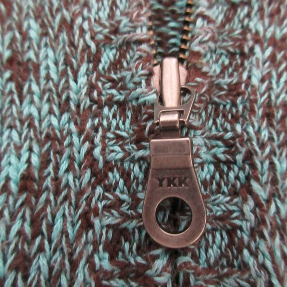 Two Dog Island Sweater Sz Small Mock Neck Full Zip Cotton Fleck Blue Black Knit - Picture 6 of 9